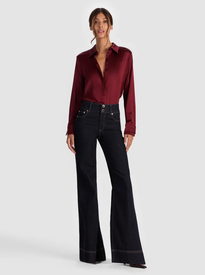 Alice + Olivia - Willa Placket Top - Oxblood