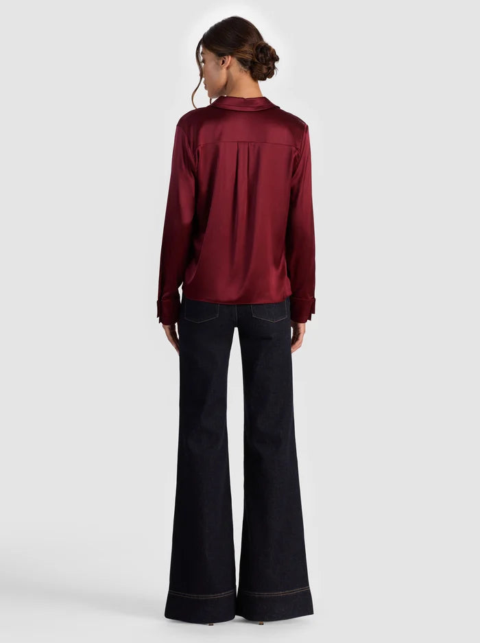 Alice + Olivia - Willa Placket Top - Oxblood