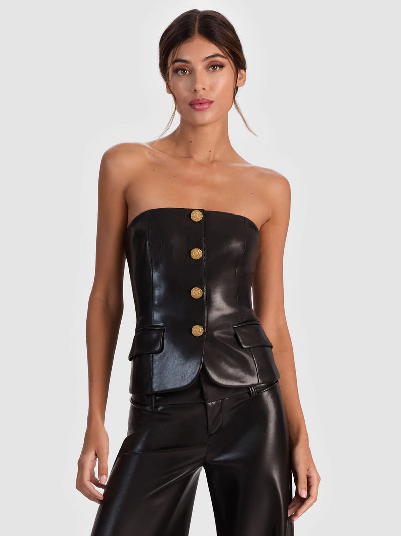 Alice + Olivia - Madison Vegan Bustier Top - Black