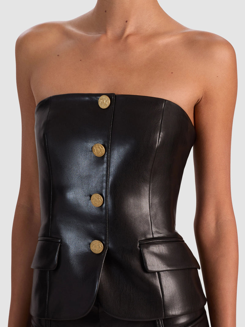 Alice + Olivia - Madison Vegan Bustier Top - Black