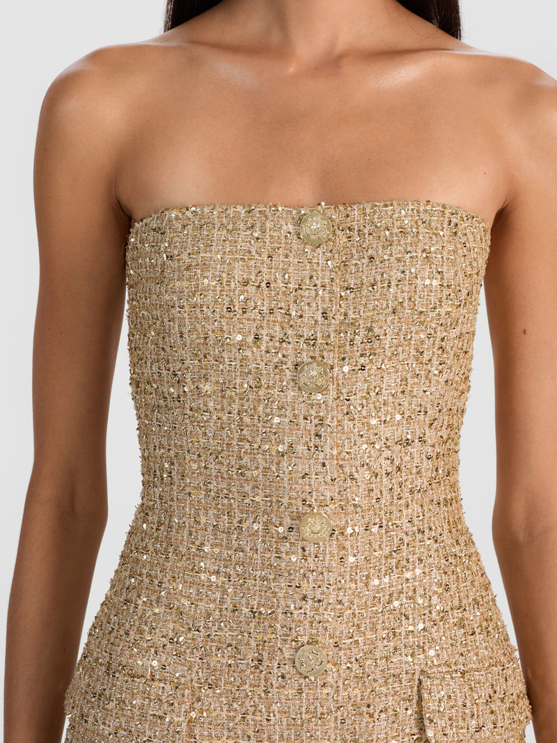 Alice + Olivia - Madison Mini Blazer Dress - Pale Gold