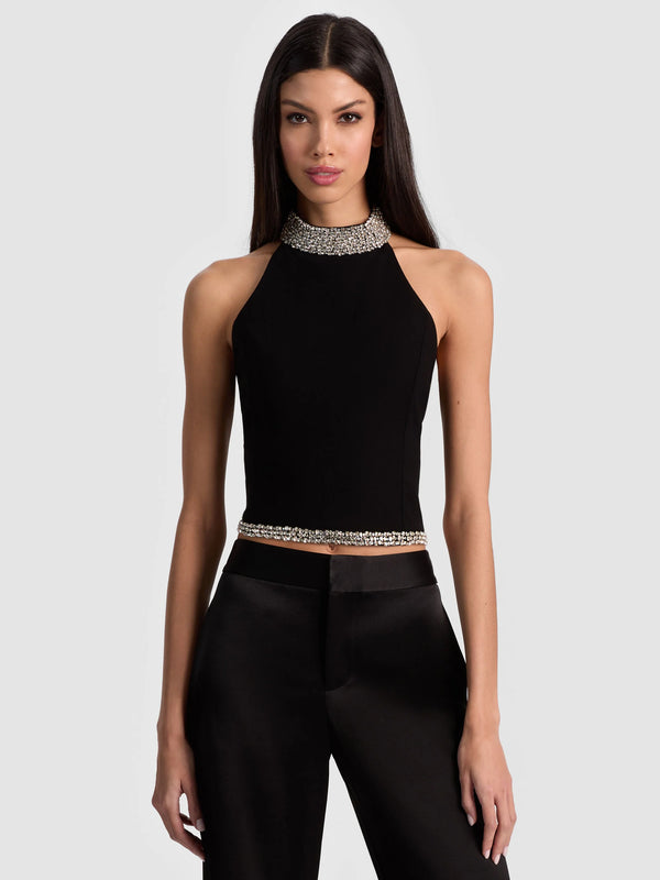 Alice + Olivia - Gatz Embellished Top - Black