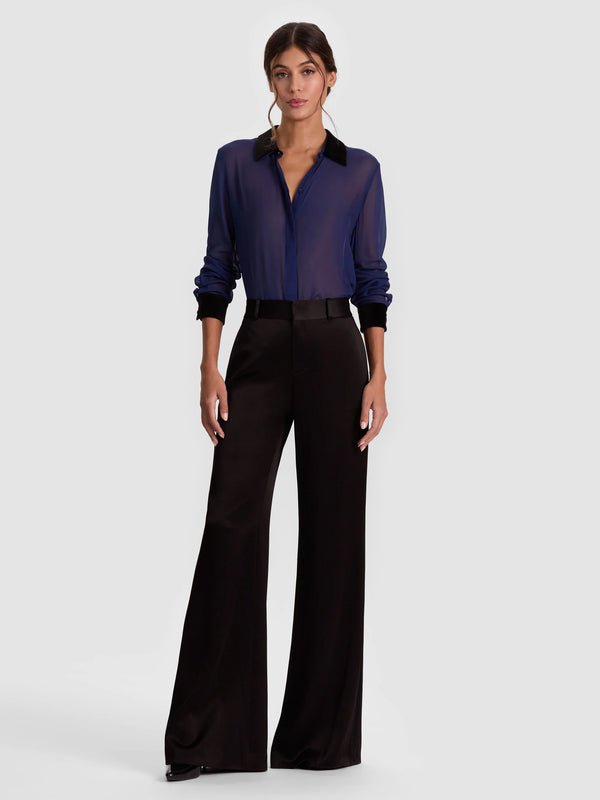 Alice + Olivia - Willa Combo Blouse - Midnight Blue/Black