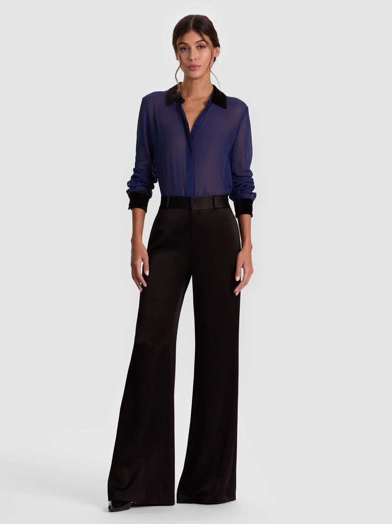 Alice + Olivia - Willa Combo Blouse - Midnight Blue/Black