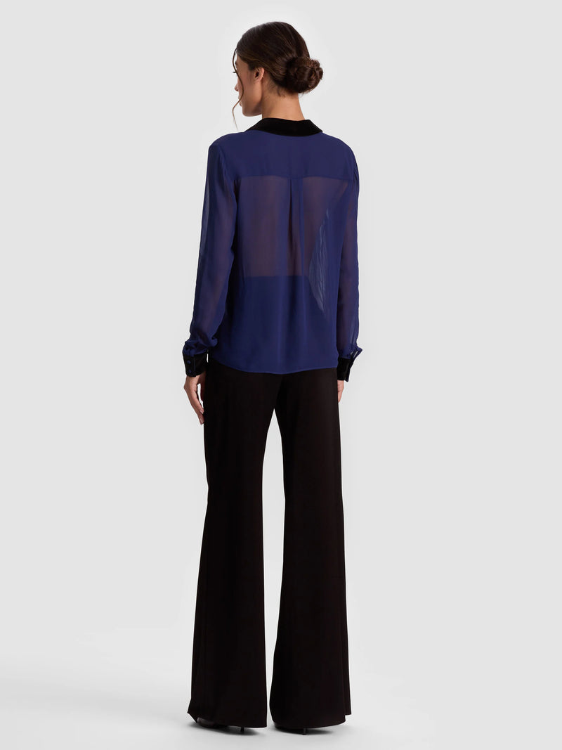 Alice + Olivia - Willa Combo Blouse - Midnight Blue/Black