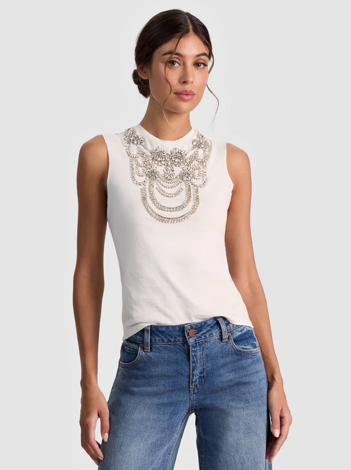 Alice + Olivia - Dede Embellished Tank - Off White