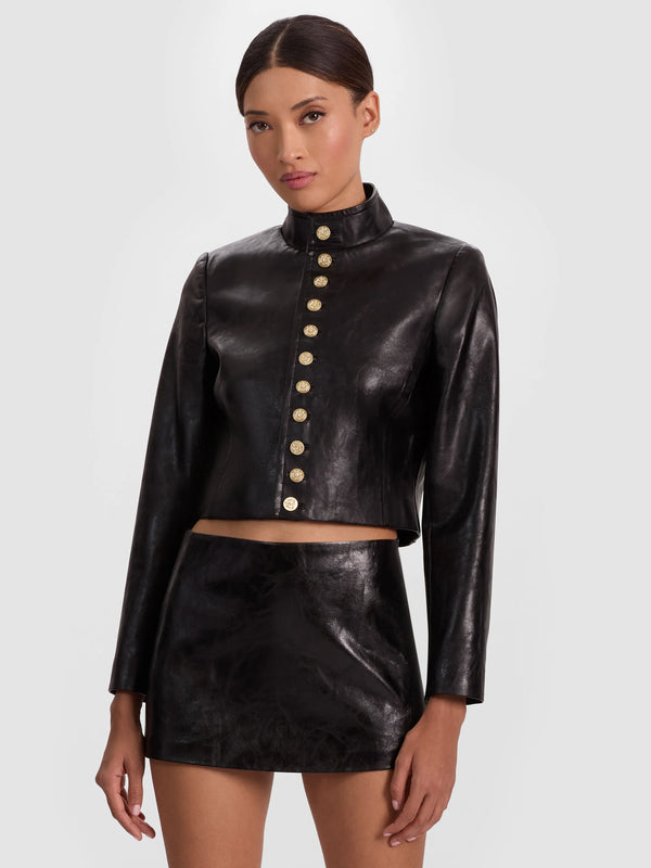 Alice + Olivia - Emerson Vegan Military Jacket - Black