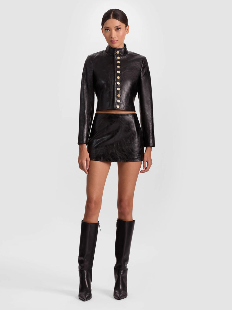 Alice + Olivia - Emerson Vegan Military Jacket - Black