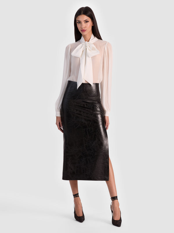 Alice + Olivia - Maeve Vegan Midi Skirt - Black