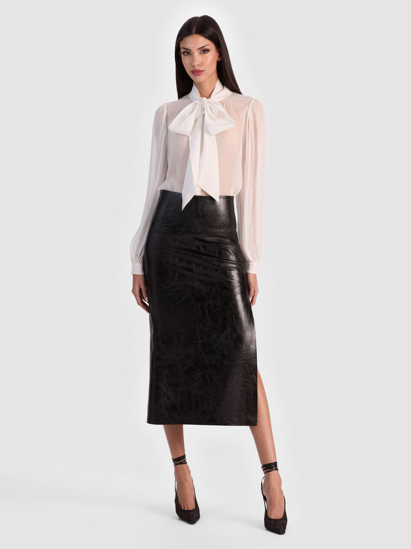 Alice + Olivia - Maeve Vegan Midi Skirt - Black