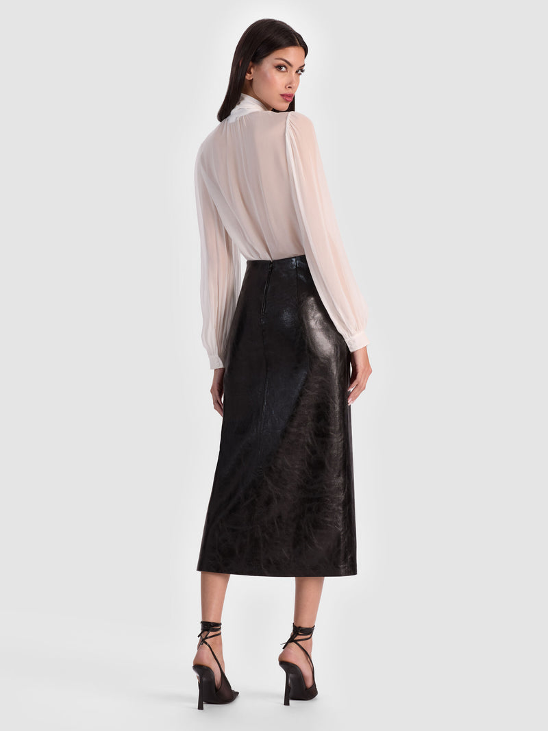 Alice + Olivia - Maeve Vegan Midi Skirt - Black