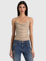 Alice + Olivia - Harmon Draped Crystal Cropped Tank - Almond/Clear Crystal