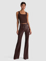 Alice + Olivia - Ravyn Vegan Leather Lace Up Bootcut Pant - Dark Chocolate
