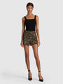 Alice + Olivia - Hera High Rise Back Zip Short - Black/Gold