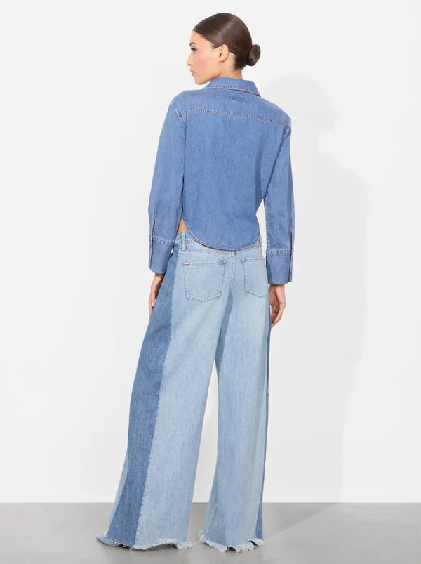 Alice + Olivia - Hannon Tie Front Blouse - Medium Indigo Chambray