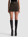 Alice + Olivia - Joss Embellished Denim Skirt - Maya Charcoal Black