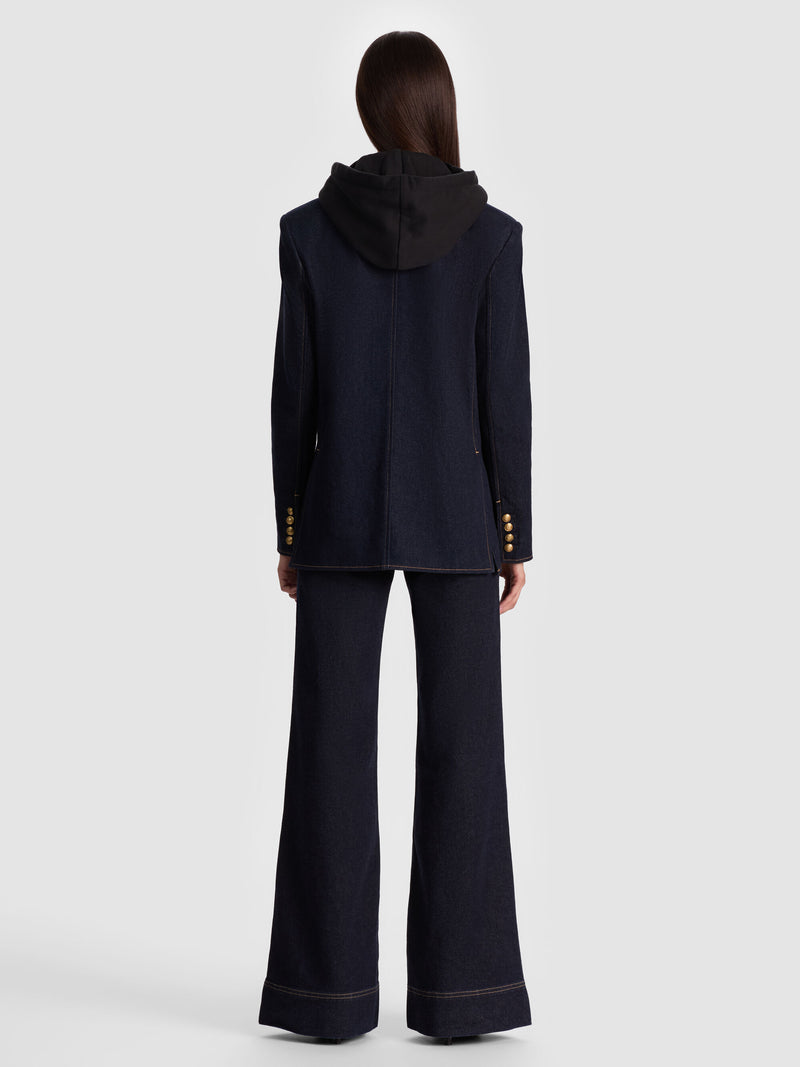 Alice + Olivia - Jordan Denim Blazer With Removable Hoodie - Dark Rinse