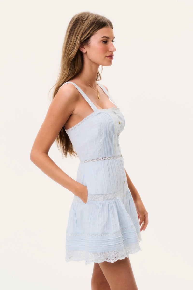 loveshackfancy dress blue Charlize Cotton Mini FINCH / S 100% cotton Includes side Size (US):8 Say You Love It size-2X