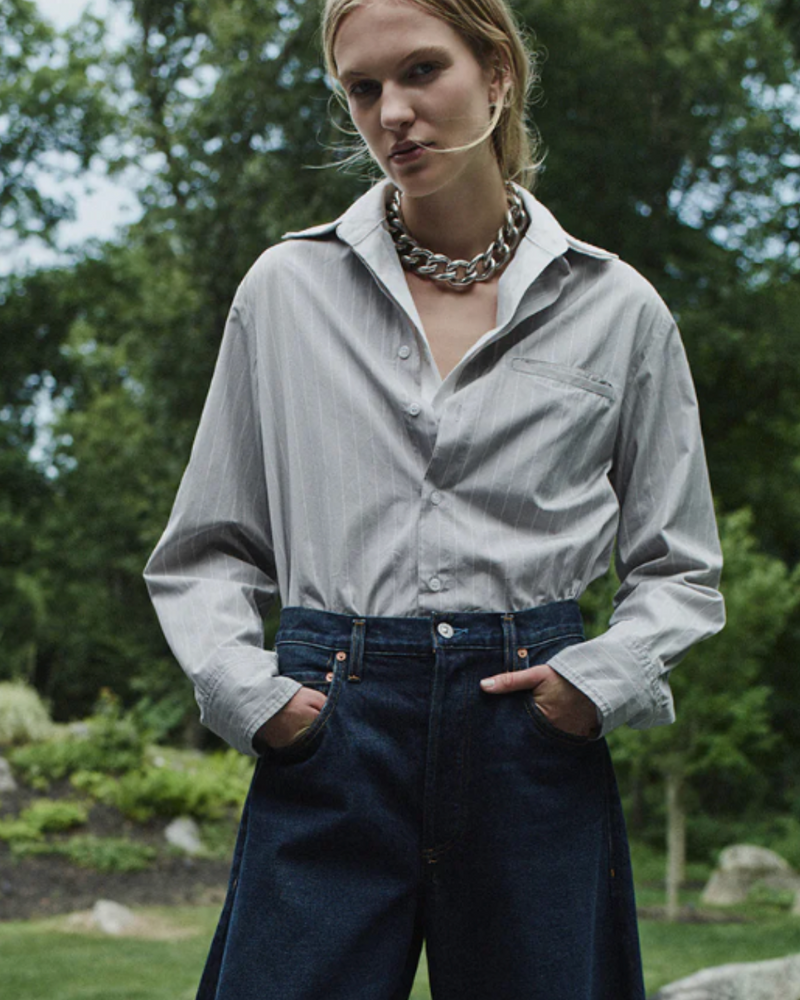Citizens of Humanity - Fino Cropped Shirt - Tailor Grey Stripe