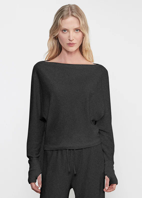 Enza Costa - Cashmere Jersey Dolman Top - Charcoal