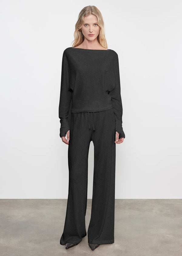 Enza Costa - Cashmere Jersey Dolman Top - Charcoal