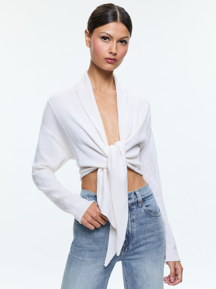 Alice + Olivia - Lanita Tie Wrap Cardigan - Ecru