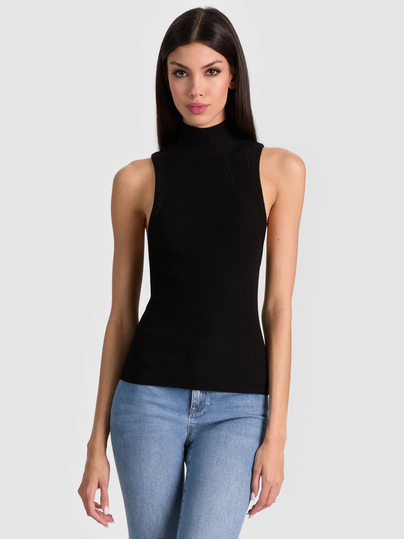Alice + Olivia - Darcey Ribbed Tank - Black