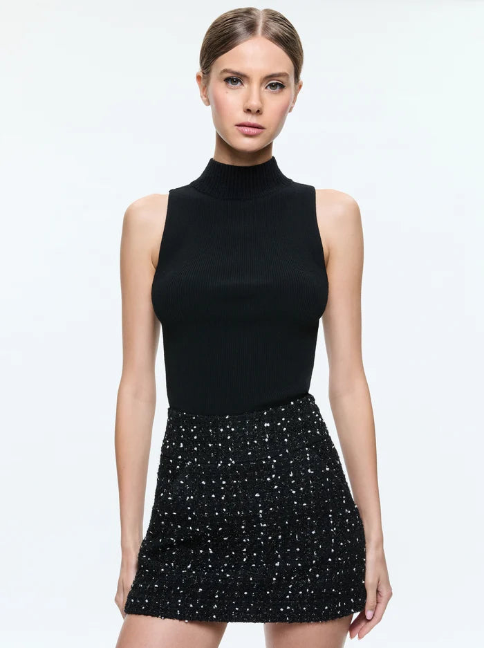 Alice + Olivia - DARCEY TURTLENECK TANK - Black