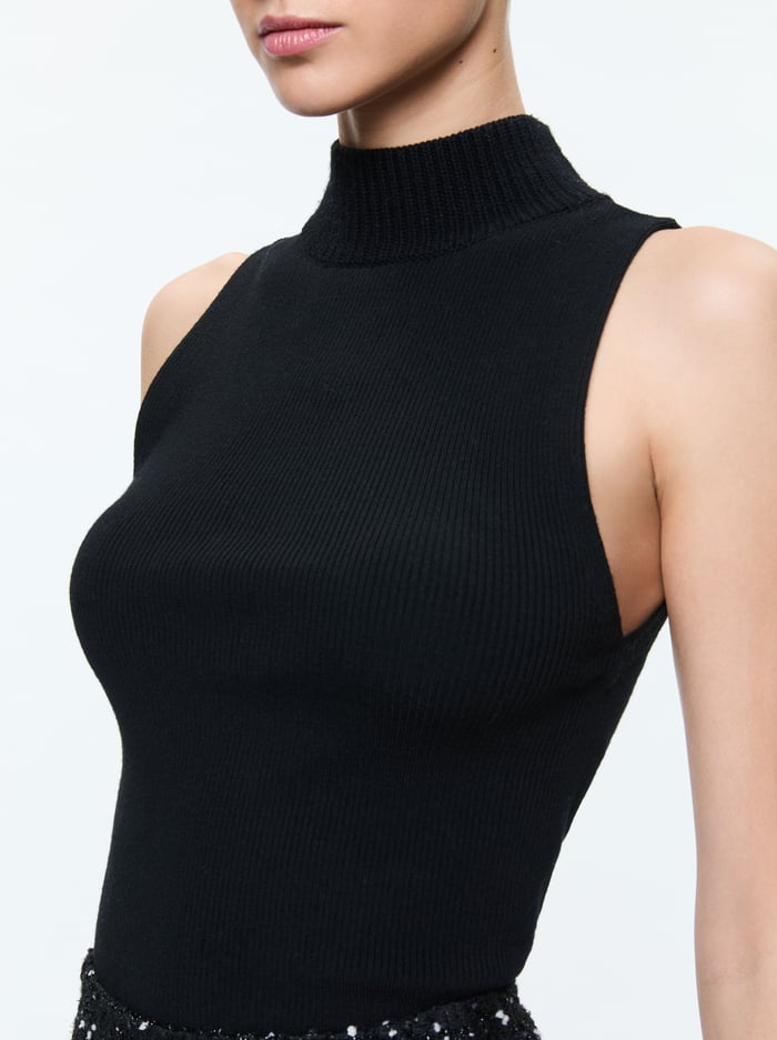 Alice + Olivia - DARCEY TURTLENECK TANK - Black