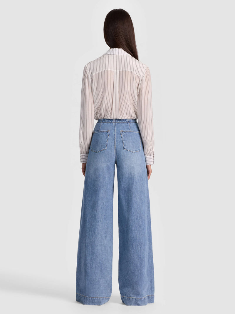 Alice + Olivia - Willa Silk Bodysuit - Off White/Black