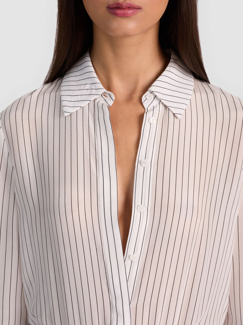 Alice + Olivia - Willa Silk Bodysuit - Off White/Black