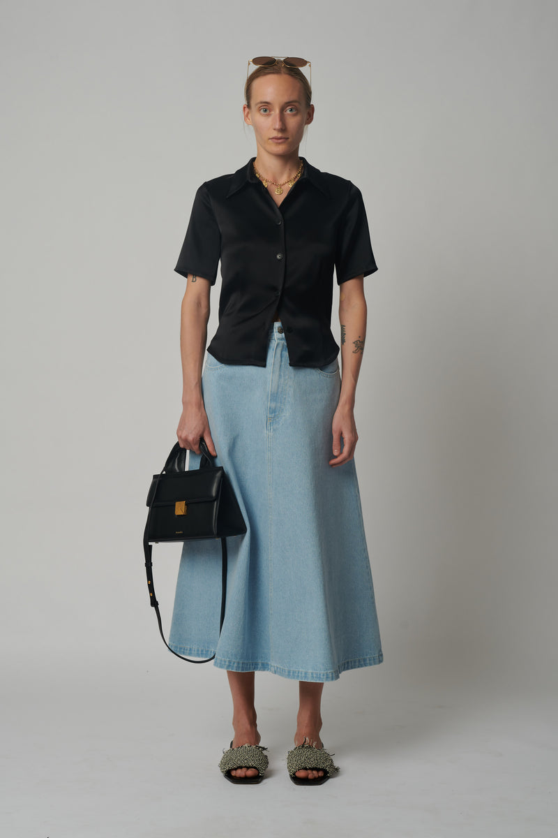 Nanushka - Clare Slip Satin Shirt - Black