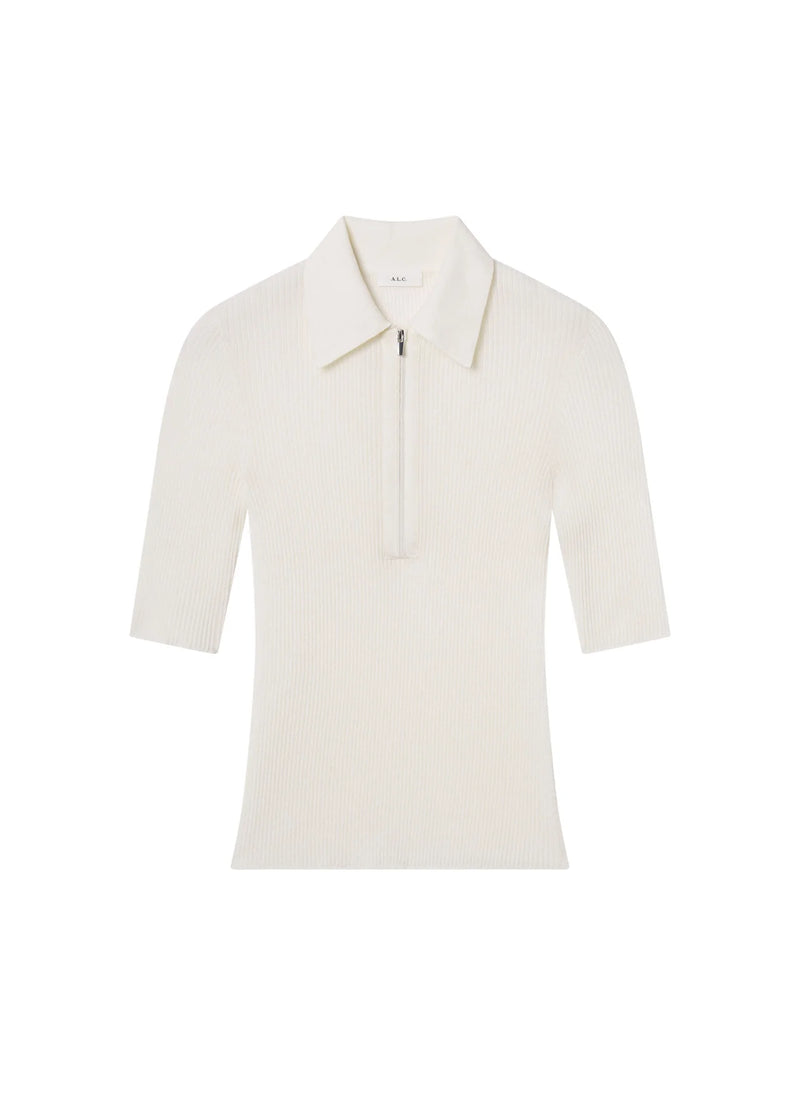 A.L.C - Cooper Fine Cotton Ribbed Top - White