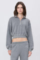 Eterne - Cropped Half-Zip Sweatshirt - Dark Heather Grey