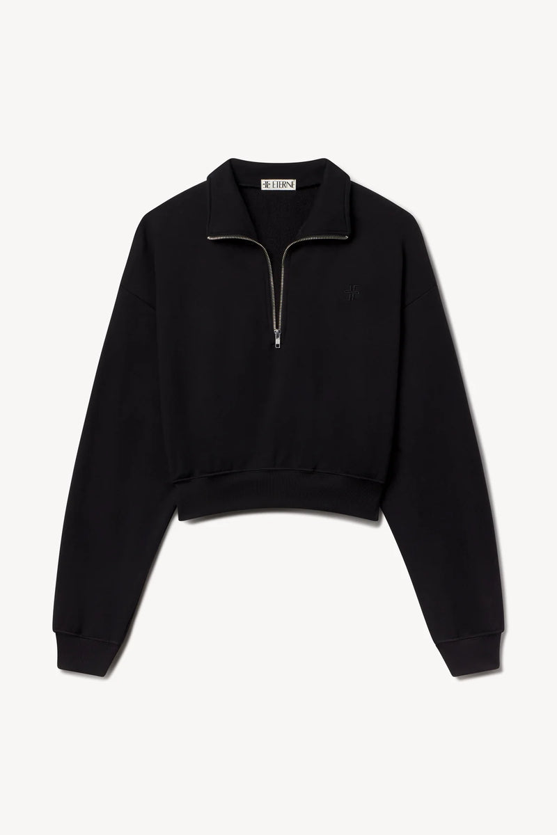 Eterne - Cropped Half Zip Sweatshirt - Black