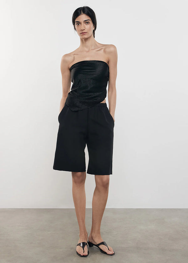 Enza Costa - Textured Satin Scarf Top - Black