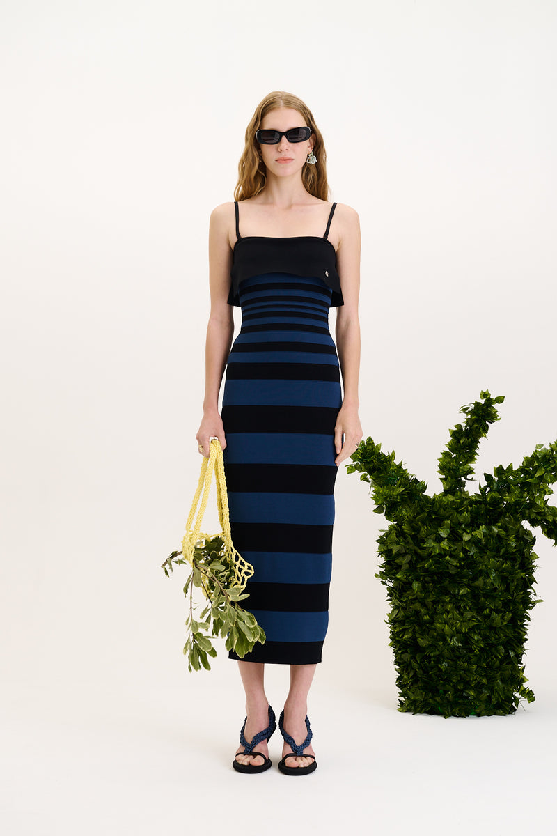 PH5 Daphne Striped Bandage Midi Dress, Blue Strip, Women's, S Cocktail & Party Wedding Guest Dresses Midi Dresses