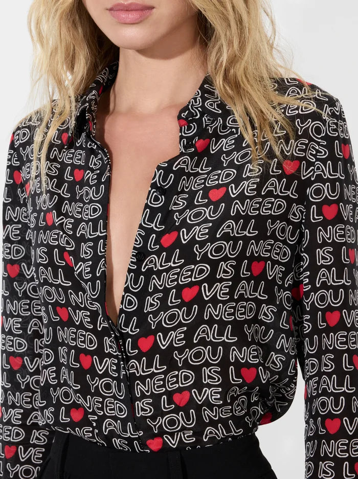 Alice + Olivia x The Beatles - Willa Placket Top - All You Need is Love