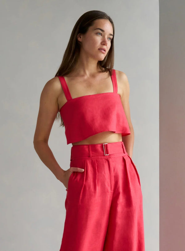 Hevron - Caitlyn Crop Top - Bright Red