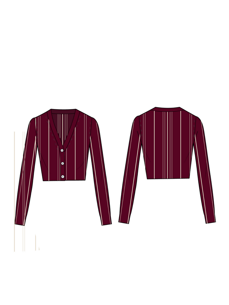 PEARL CARDIGAN - CRIMSON BEIGE STRIPE