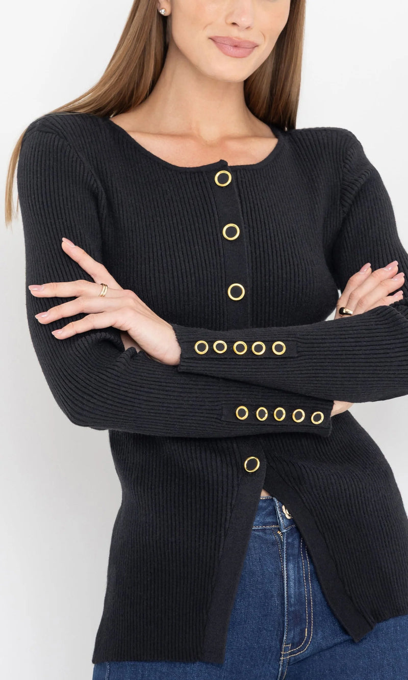 Generation Love - Cherish Rib Cardigan - Black