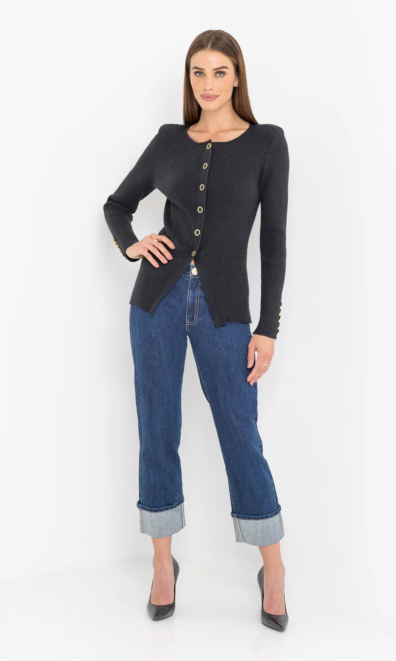 Generation Love - Cherish Rib Cardigan - Black