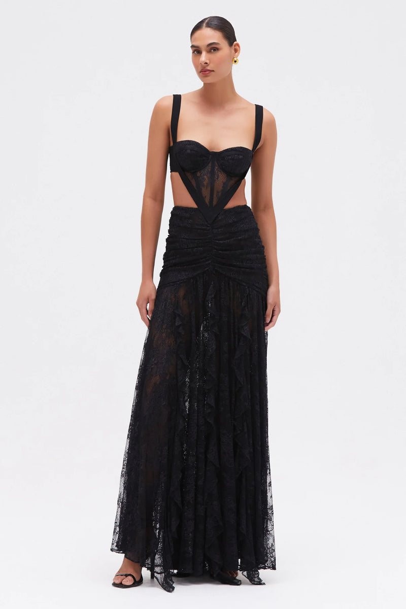 Patbo - Laila Lace Cut Out Gown - Black