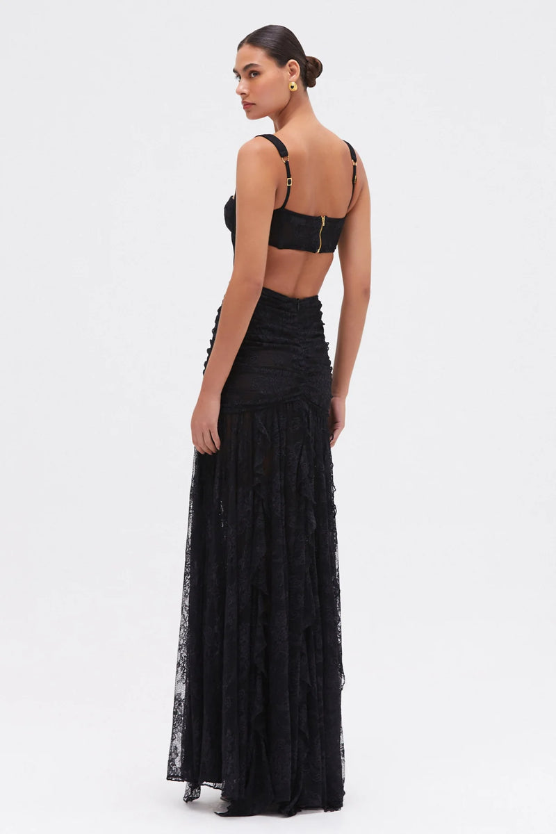 Patbo - Laila Lace Cut Out Gown - Black