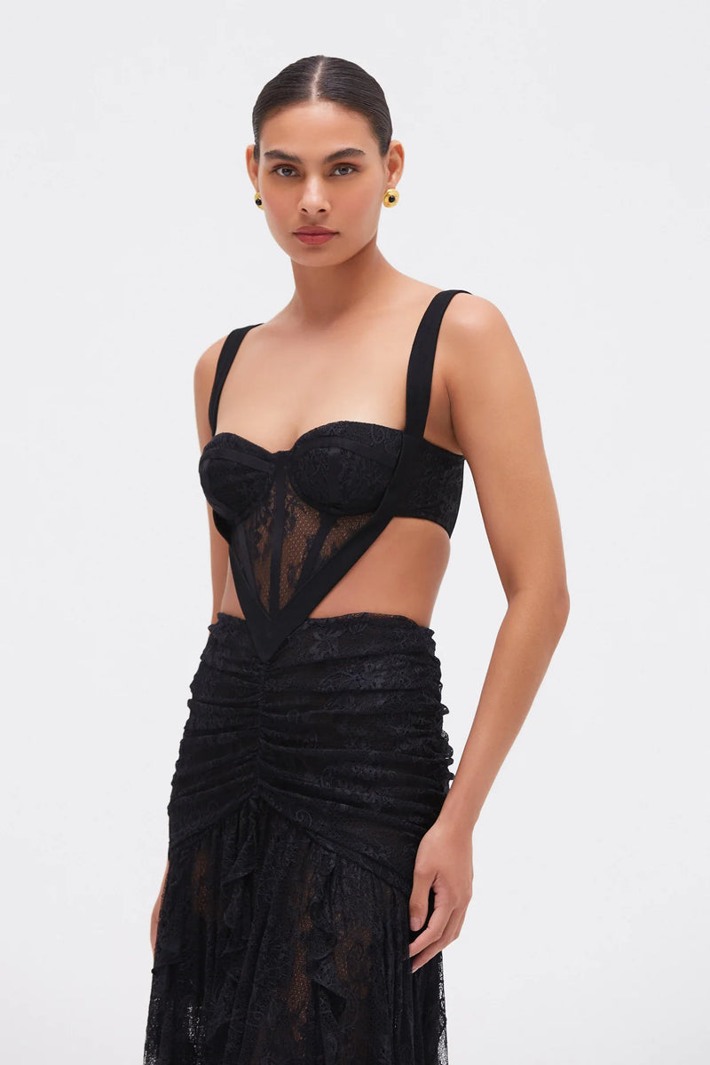Patbo - Laila Lace Cut Out Gown - Black
