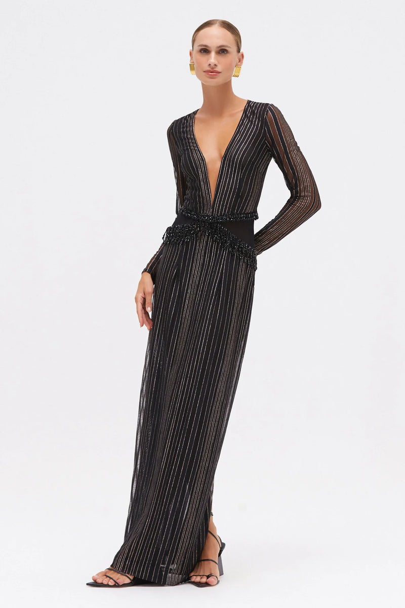 Patbo - Prism Lurex Gown - Black