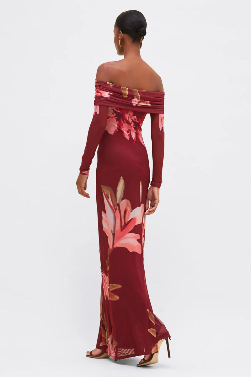 Patbo - Delicata Tulle Maxi Dress - Dark Red