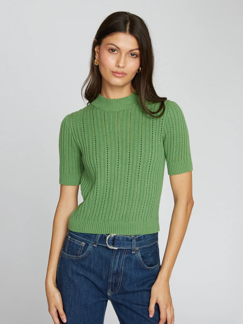 Autumn Cashmere - Cropped Rib/Pointelle Mock - Multiple Colors