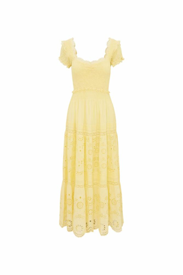 Loveshackfancy - Bisolet Eyelet Lace Maxi Dress - Citron