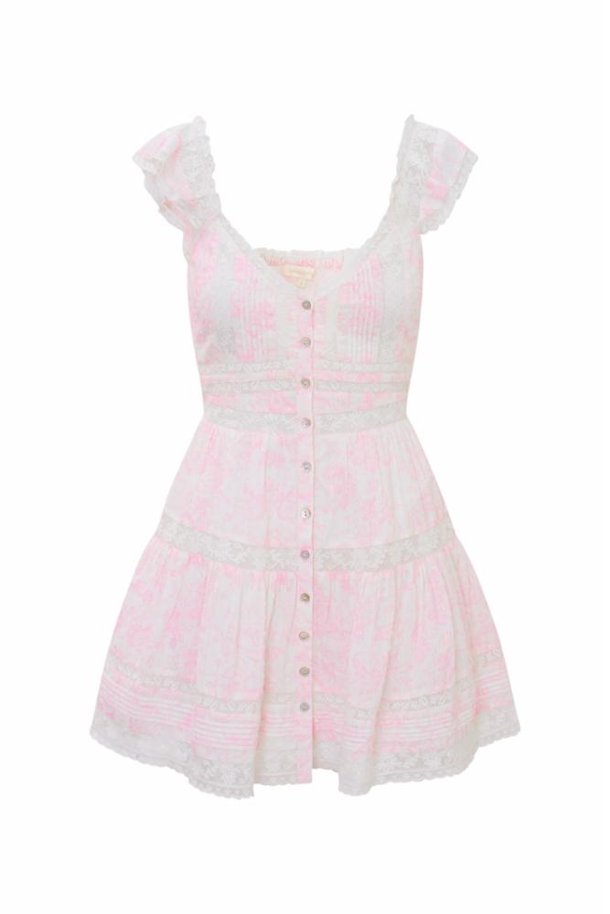 Loveshackfancy - Rietta Cotton Lace-Trimmed Mini Dress - Powder Pink